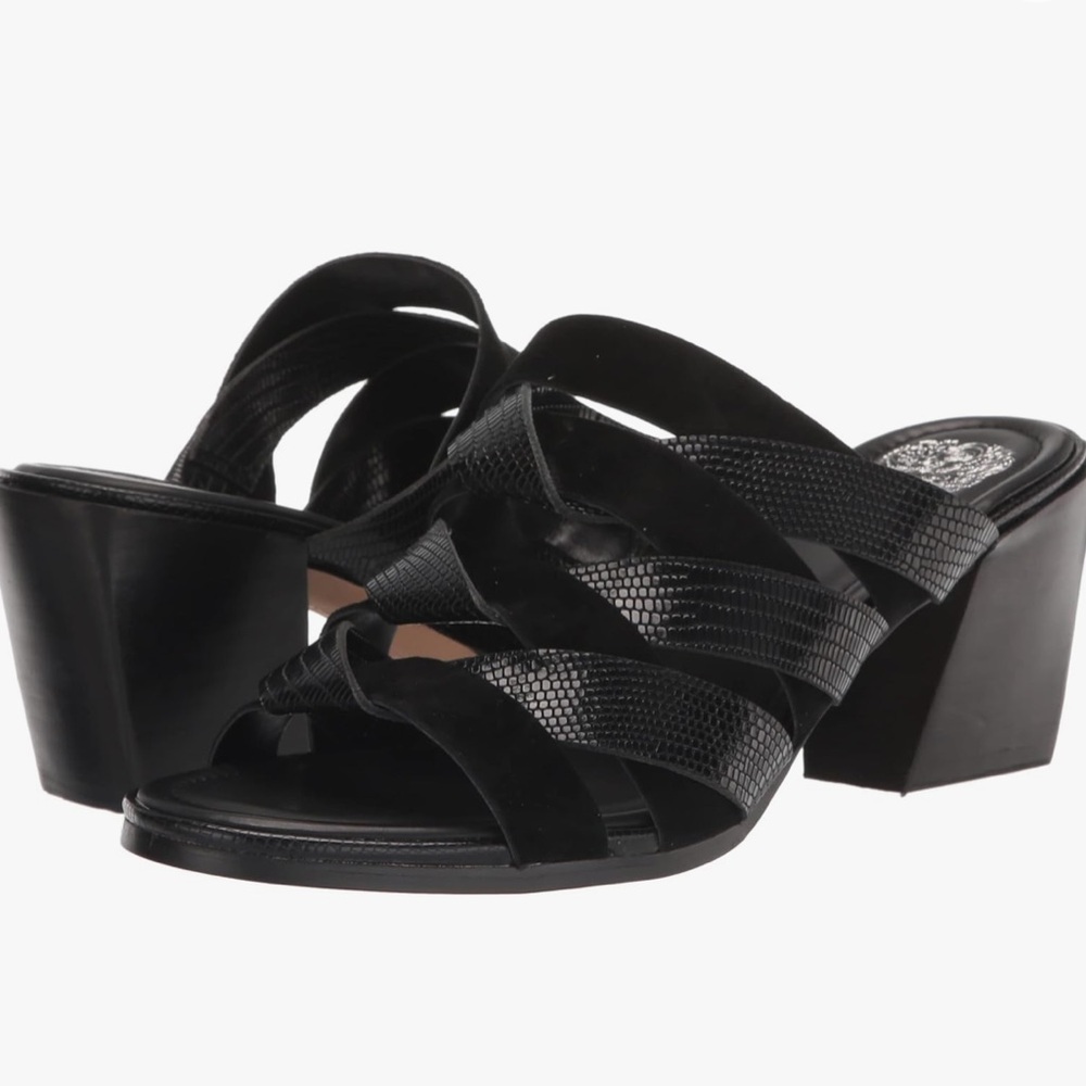 Vince Camuto Deljesta Black Braided Leather Strap Mules Size 8.5 - Picture 2 of 9